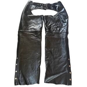 Manzoor Genuine Leather Motorcycle Chaps Mens XL Black Biker Riding Gear Moto